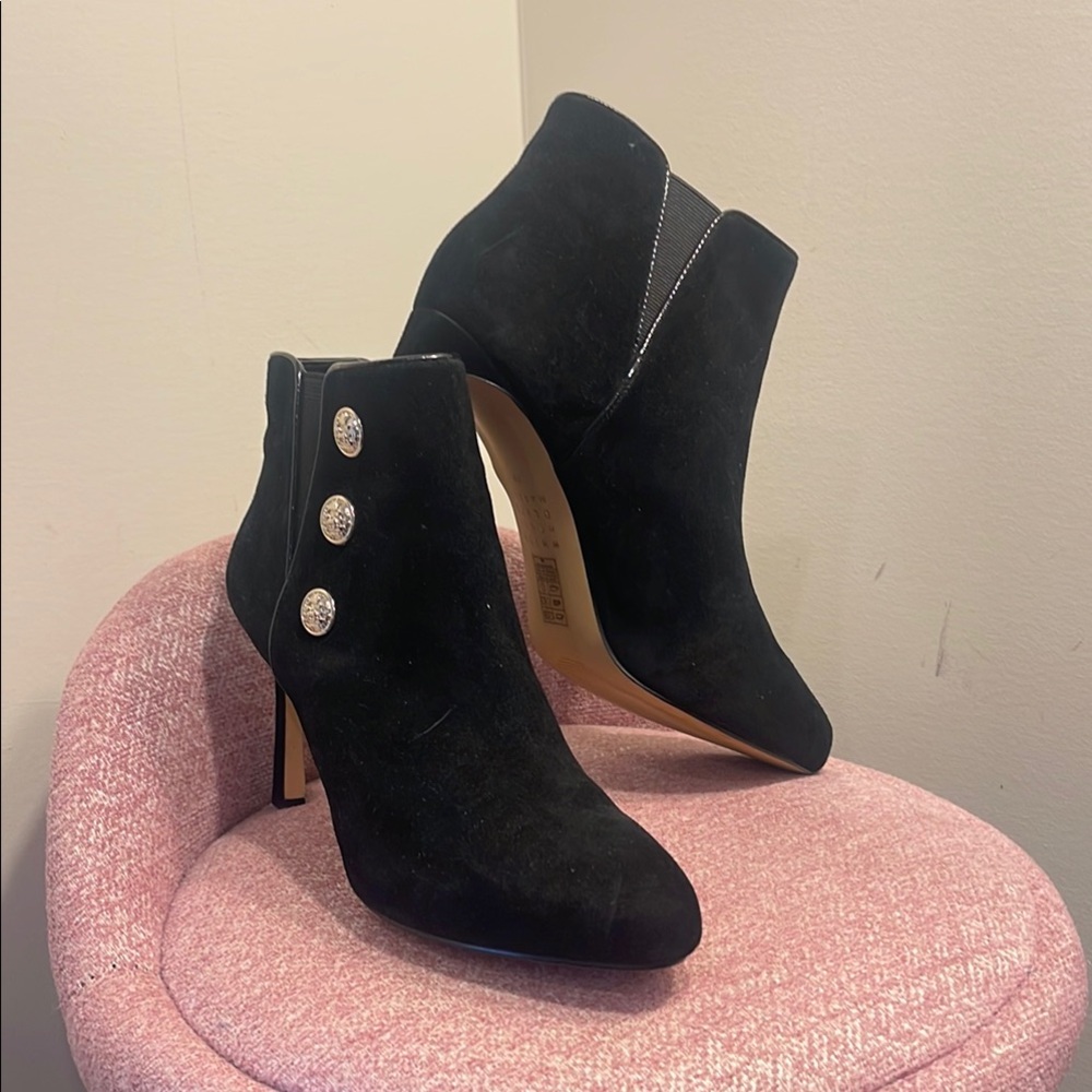 White House Black Market Black Ankle Booties with Stiletto Heel